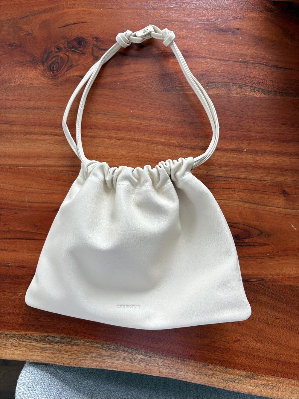 The Horse Fin Oat Drawstring Shoulder Bag Genuine Leather